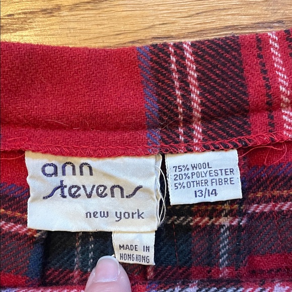 Vintage Red and Black Tartan Pleated A-Line Skirt Sz 13/14 - Picture 2 of 8